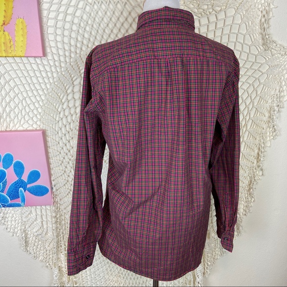 J. Crew cotton plaid red button down top medium - Picture 6 of 6